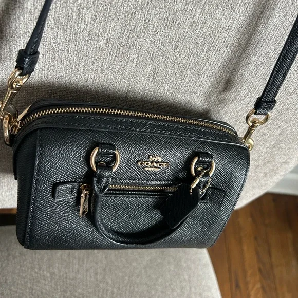 Coach Black Mini Satchel Crossbody Bag with Gold Accents 7x4 EXCELLENT CONDITION - Picture 2 of 11